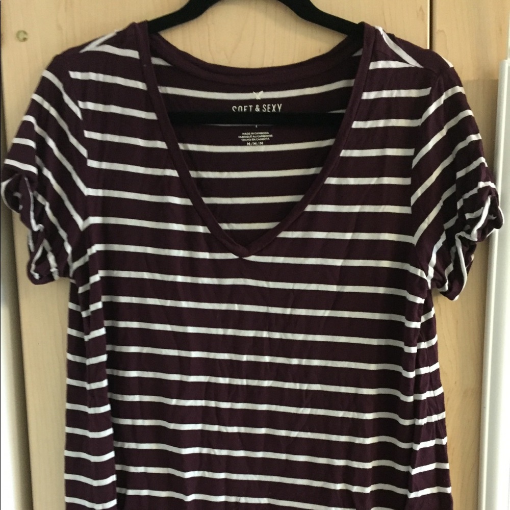 Super Soft Maroon Striped T-Shirt
